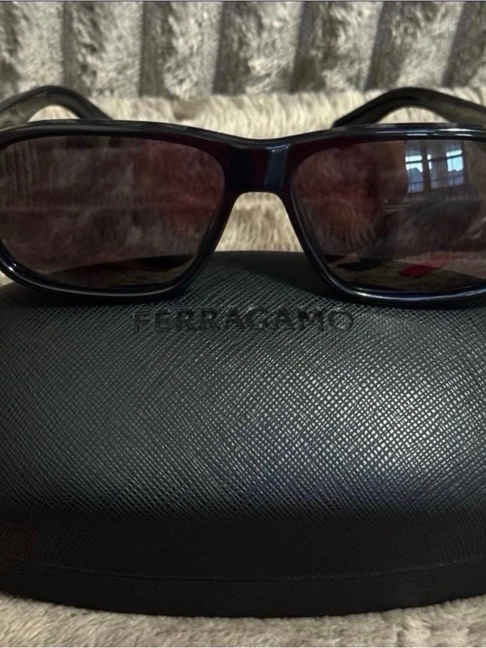 Salvatore Ferragamo Black Women's Rectangle Sunglasses
